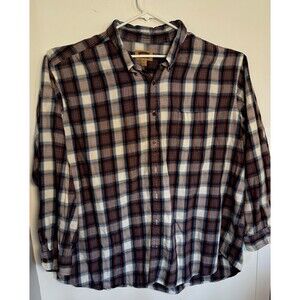 ? Vtg The Foundry Supply Co Men's 4XL Plaid Flannel Shirt Blue Orange Grey